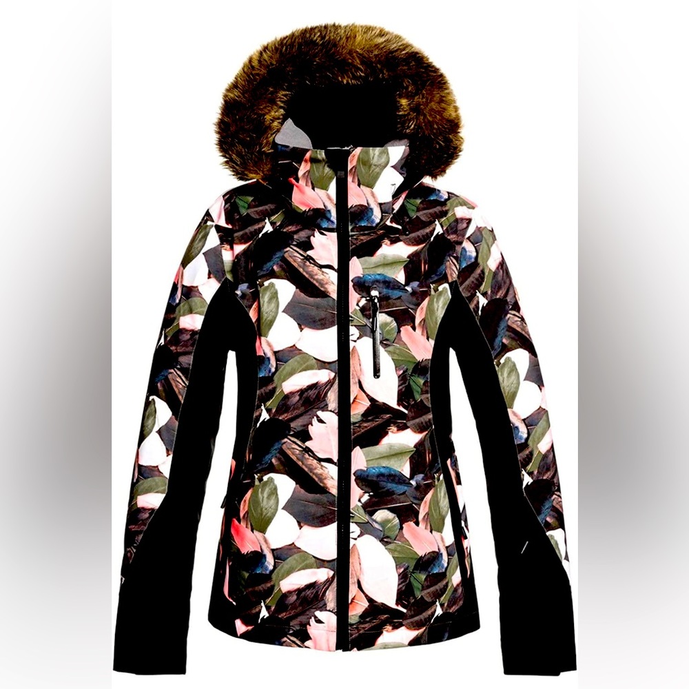 Roxy Jet Ski Premium Snow Jacket Living Coral Plumes MD (US 7-9)